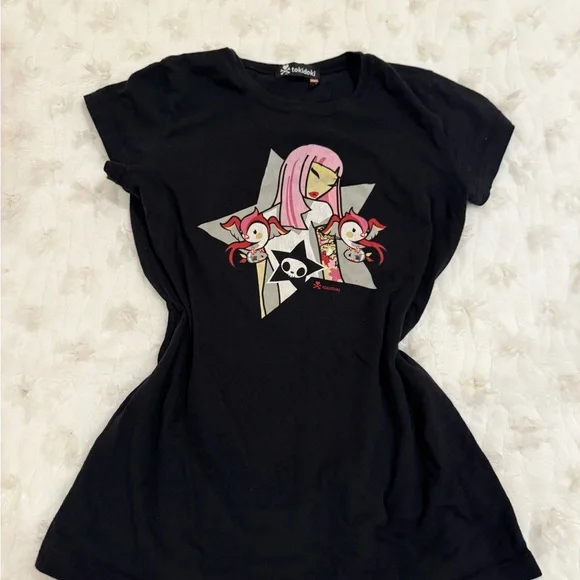 tokidoki Black Tee with Colorful Graphic - Picture 2 of 5